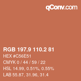 Color code: RGB 197.9 110.2 81 | qconv.com