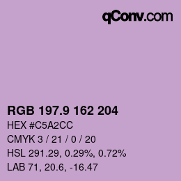 カラーコード: RGB 197.9 162 204 | qconv.com