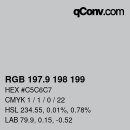 Color code: RGB 197.9 198 199 | qconv.com