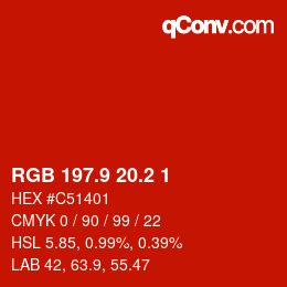 カラーコード: RGB 197.9 20.2 1 | qconv.com