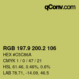 カラーコード: RGB 197.9 200.2 106 | qconv.com