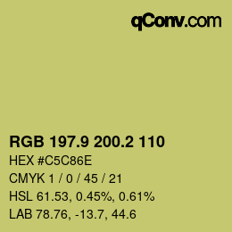 カラーコード: RGB 197.9 200.2 110 | qconv.com