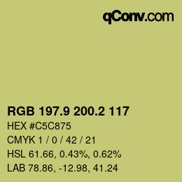 Color code: RGB 197.9 200.2 117 | qconv.com