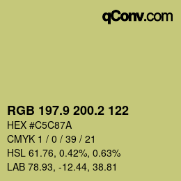 Color code: RGB 197.9 200.2 122 | qconv.com