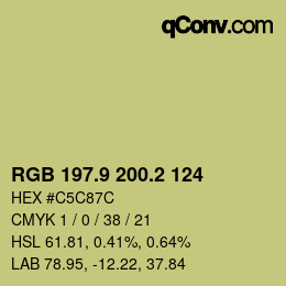 カラーコード: RGB 197.9 200.2 124 | qconv.com
