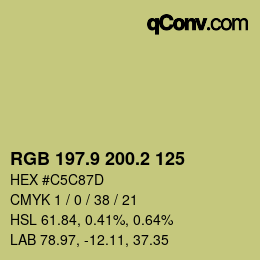 カラーコード: RGB 197.9 200.2 125 | qconv.com