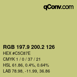 カラーコード: RGB 197.9 200.2 126 | qconv.com