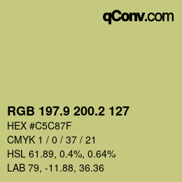 カラーコード: RGB 197.9 200.2 127 | qconv.com