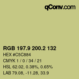 カラーコード: RGB 197.9 200.2 132 | qconv.com