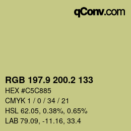 カラーコード: RGB 197.9 200.2 133 | qconv.com