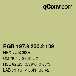 Color code: RGB 197.9 200.2 139 | qconv.com