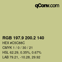 Color code: RGB 197.9 200.2 140 | qconv.com