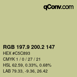 Color code: RGB 197.9 200.2 147 | qconv.com