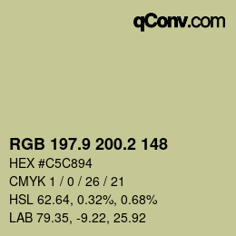 Farbcode: RGB 197.9 200.2 148 | qconv.com
