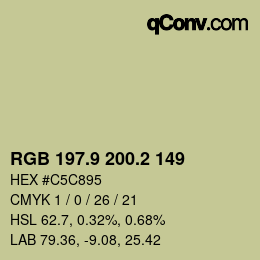 Color code: RGB 197.9 200.2 149 | qconv.com