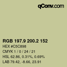 Color code: RGB 197.9 200.2 152 | qconv.com