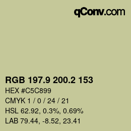 Color code: RGB 197.9 200.2 153 | qconv.com