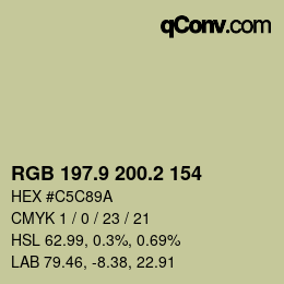 Color code: RGB 197.9 200.2 154 | qconv.com