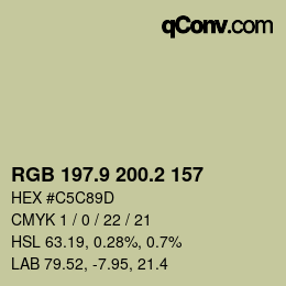Color code: RGB 197.9 200.2 157 | qconv.com