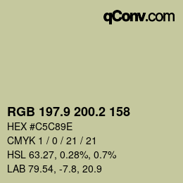 Color code: RGB 197.9 200.2 158 | qconv.com
