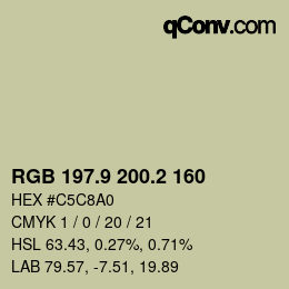 カラーコード: RGB 197.9 200.2 160 | qconv.com