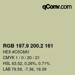 カラーコード: RGB 197.9 200.2 161 | qconv.com