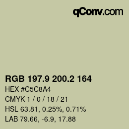 カラーコード: RGB 197.9 200.2 164 | qconv.com