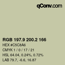 カラーコード: RGB 197.9 200.2 166 | qconv.com