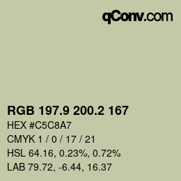 Farbcode: RGB 197.9 200.2 167 | qconv.com