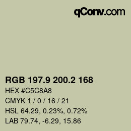Color code: RGB 197.9 200.2 168 | qconv.com