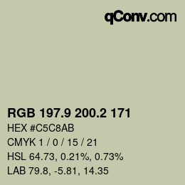 Color code: RGB 197.9 200.2 171 | qconv.com