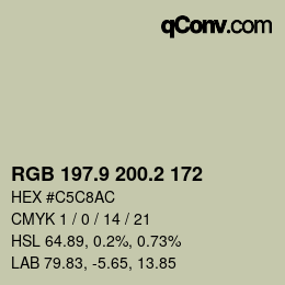 Color code: RGB 197.9 200.2 172 | qconv.com
