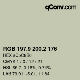 Color code: RGB 197.9 200.2 176 | qconv.com