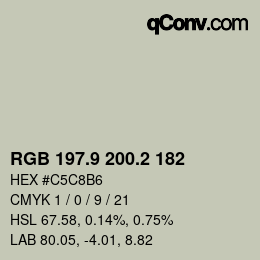 Color code: RGB 197.9 200.2 182 | qconv.com