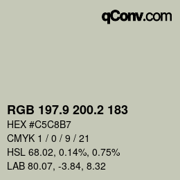 Color code: RGB 197.9 200.2 183 | qconv.com