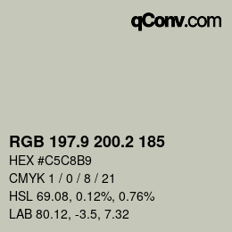 Color code: RGB 197.9 200.2 185 | qconv.com