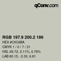 Color code: RGB 197.9 200.2 186 | qconv.com