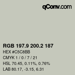 Color code: RGB 197.9 200.2 187 | qconv.com