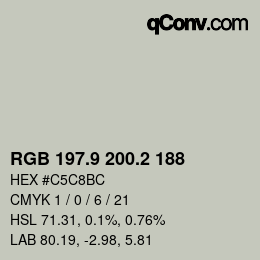 Farbcode: RGB 197.9 200.2 188 | qconv.com