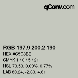 Color code: RGB 197.9 200.2 190 | qconv.com