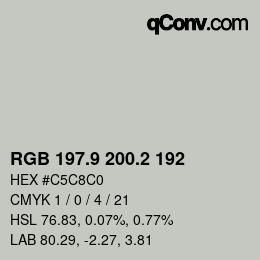 Color code: RGB 197.9 200.2 192 | qconv.com