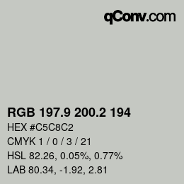 カラーコード: RGB 197.9 200.2 194 | qconv.com
