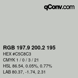 カラーコード: RGB 197.9 200.2 195 | qconv.com