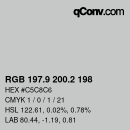 Color code: RGB 197.9 200.2 198 | qconv.com