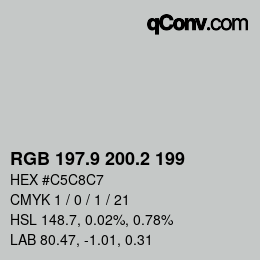 Color code: RGB 197.9 200.2 199 | qconv.com