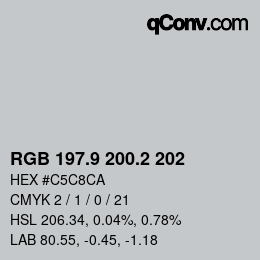 Color code: RGB 197.9 200.2 202 | qconv.com