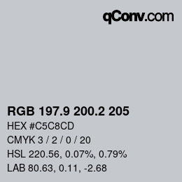 Color code: RGB 197.9 200.2 205 | qconv.com
