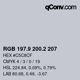 Color code: RGB 197.9 200.2 207 | qconv.com
