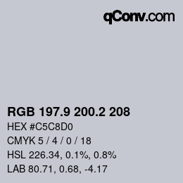 カラーコード: RGB 197.9 200.2 208 | qconv.com