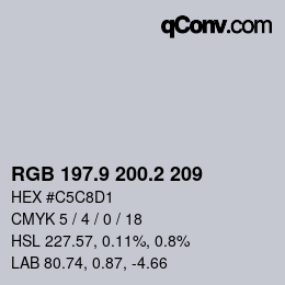 Color code: RGB 197.9 200.2 209 | qconv.com